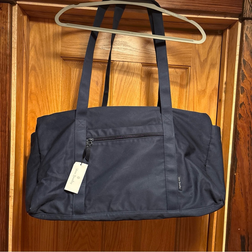 Vera Bradley Women's Cotton Large Travel Duffel Bag Classic Navy - Recycled Cott - Picture 2 of 6